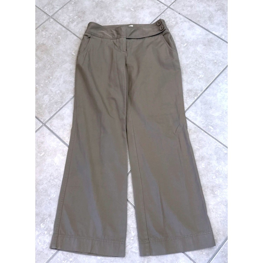 London Jean Marisa Fit Chino Pants Khaki Tan Flare Leg Trousers 199-795 RN 80763